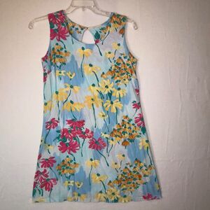 Jams World Small blue white colorful daisy tank dress resort